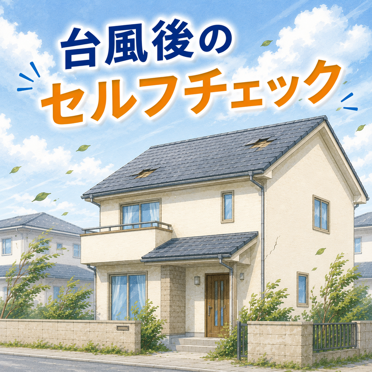 「台風後のセルフチェック」まずは安全な範囲で確認しましょう。