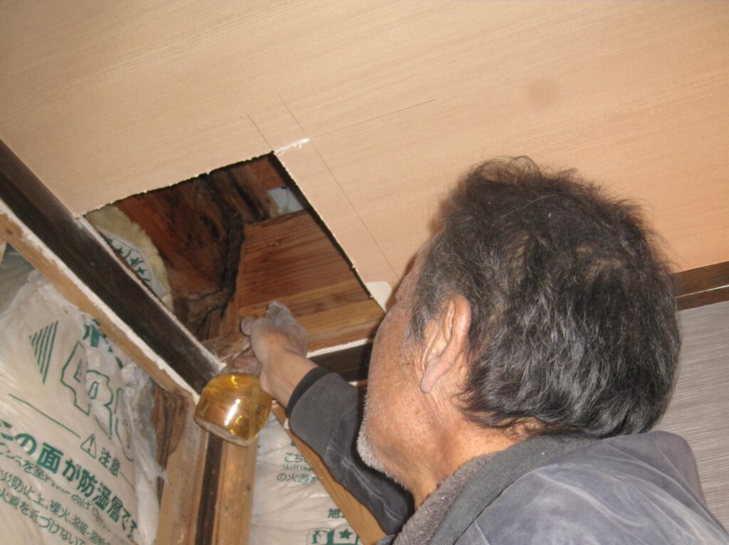 殺菌剤吹付け状況